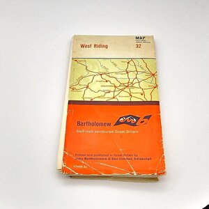 West Reiten Vintage Landkarte - Bartholomäus - Halbzoll-Karte - Blattnummer 32 - Stoffkarte - Halbzoll konturiert - Sammlerstücke - Souvenir