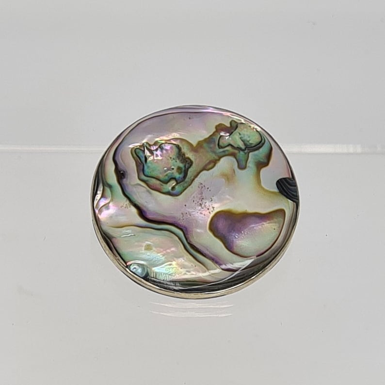 Mexican Alpaca Silver Brooch Mexican Jewellery Artisan Brooch Circular Abalone Brooch Collectible Jewellery Vintage Jewellery image 1