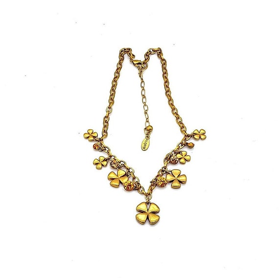 Pilgrim Jewellery Gold Tone Flower Necklace With Orange Prism Crystals