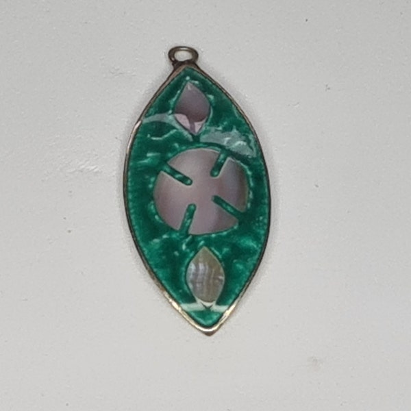 Mexican Alpaca Silver Pendants- Mother Of Pearl- Abalone- Mexican Silver- Green Enamel- Flower Pendant- Cherry Pendant- Cross- Artisan