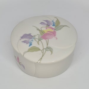 Vintage Ceramic Trinket / Ring Box- Pink Floral Design