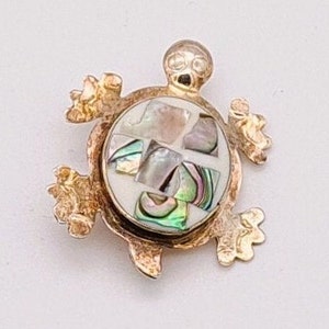 Mexican Alpaca Silver Turtle Brooch- Artisan Jewellery- Abalone Brooch- Mexican Jewellery- Collectible Jewellery- Handmade Brooch