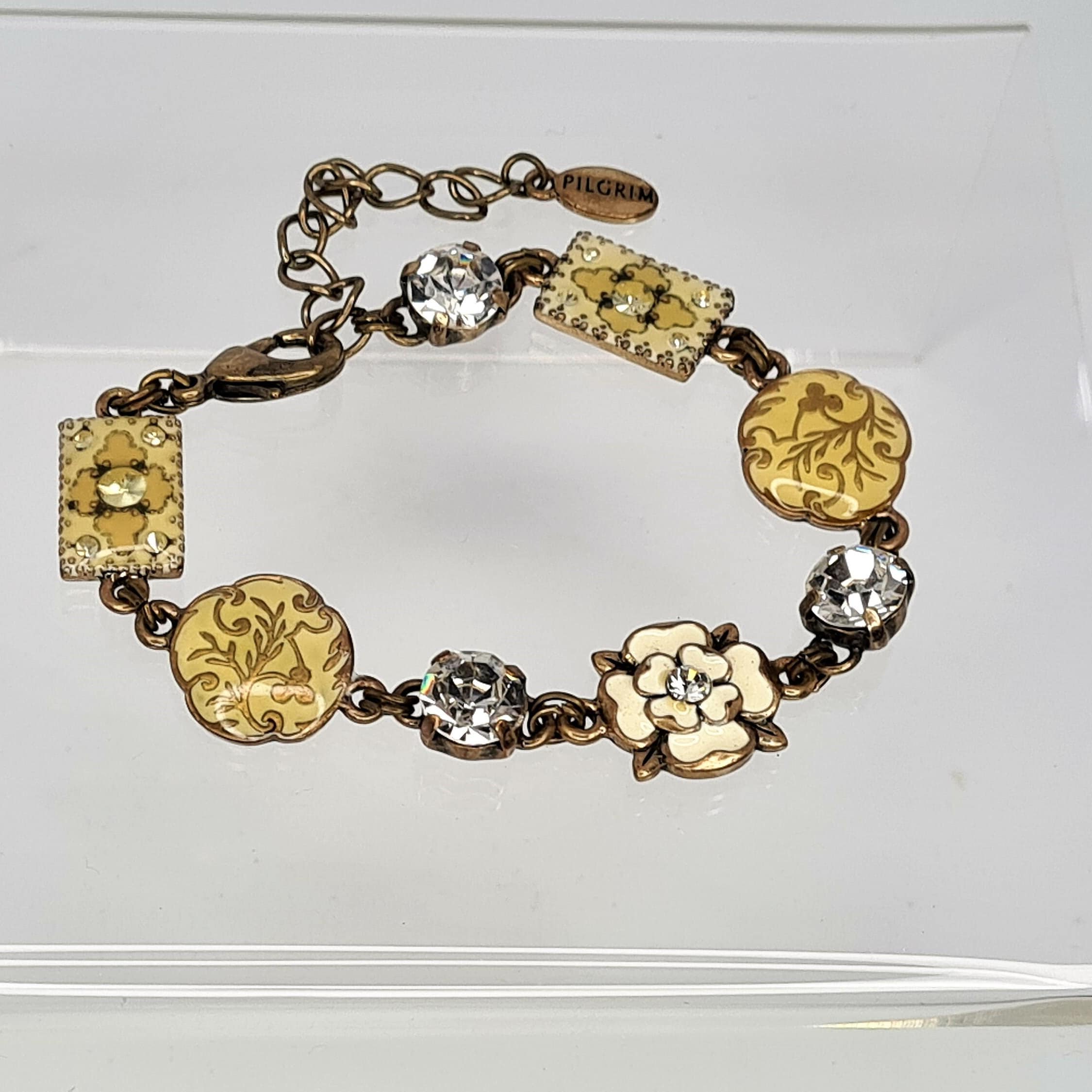 Danish Pilgrim Vintage Bracelet Flowers and Crystals - Etsy