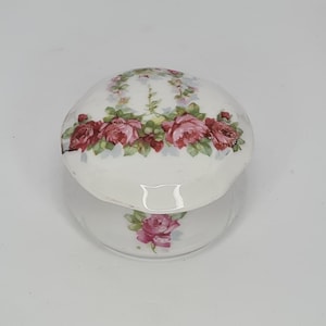 Vintage English Bone China Trinket / Ring Box- Pink Rose Design