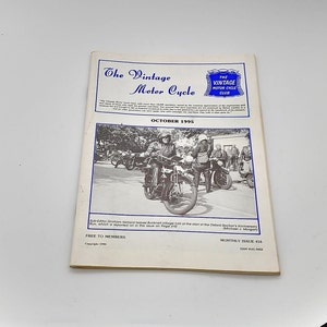 The Vintage Motorcycle- Member&#39;s Magazine- 1995 Various Months Available