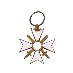 White Enamel And Gold-Tone Metal Maltese Cross Medal image 1