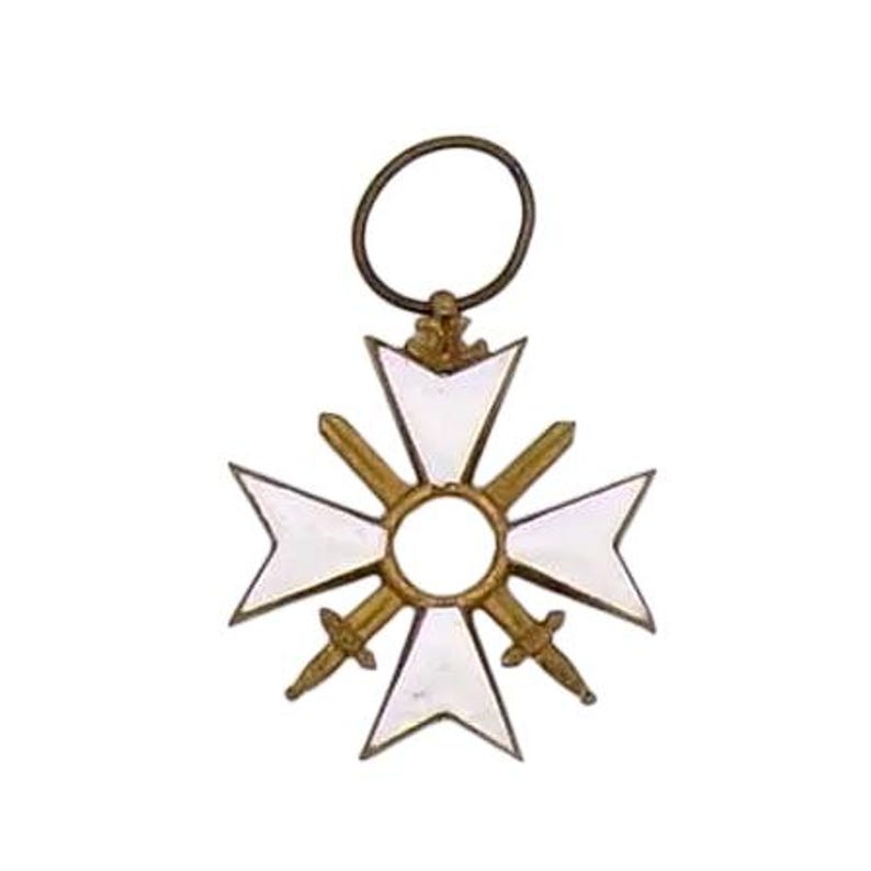 White Enamel And Gold-Tone Metal Maltese Cross Medal image 1