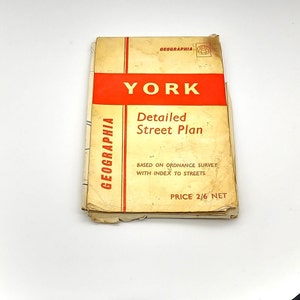 Mapa antiguo de York, plano detallado de calles, geografía, objetos de colección y recuerdos