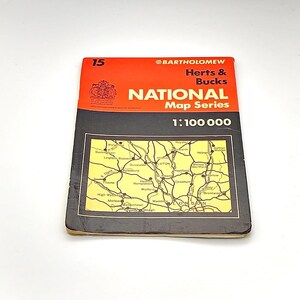 Vintage Karte - Bartholomew - Nationalkarte Serie Blatt Nummer 15 - Herts und Bucks - Maßstab 1: 100 000 - 1975 - Memorabilia - Sammlerstücke