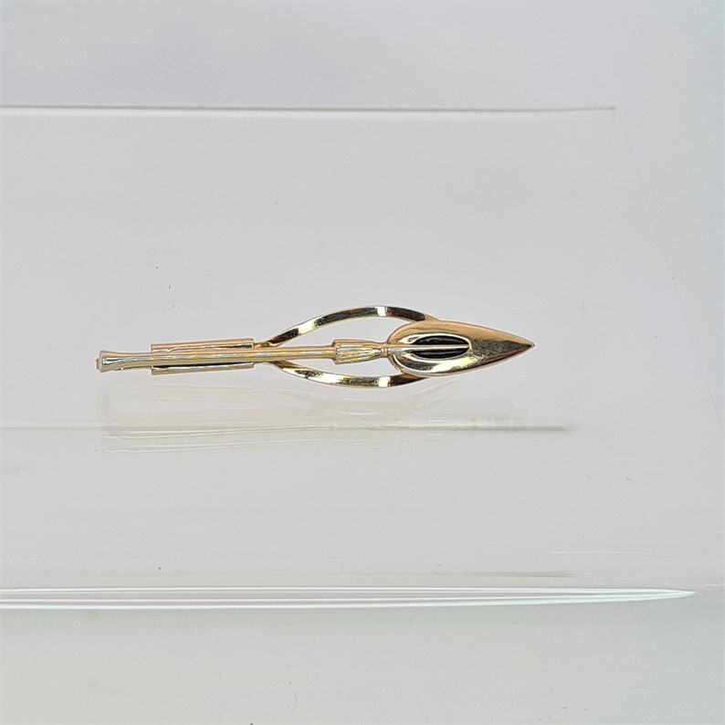 Stratton Imitation Tie Clip Slide- Zulu Spear- Gold Tone Metal Stratton Imitation Tie Clip Slide- Zulu Spear- Gold Tone Metal