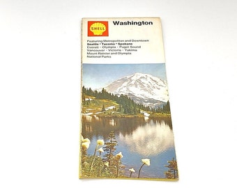 Vintage Shell Roadmap- Washington- State Map- 1972- USA- American States