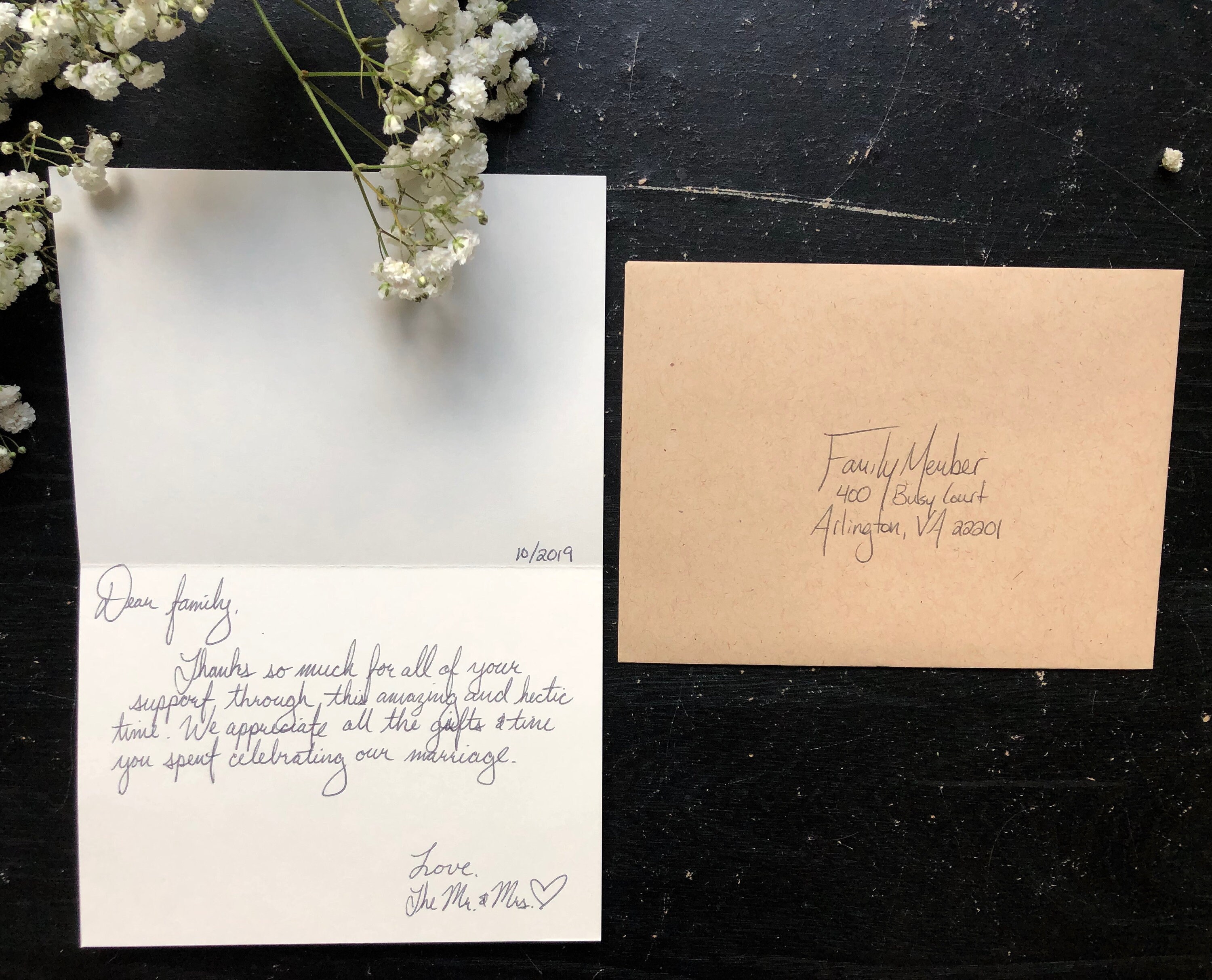 Handwritten Wedding Thank You Card Chalkboard Note Card Cafe Etsy