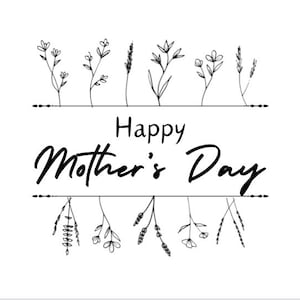 Tarjeta del Feliz Día de la Madre digital, arte lineal floral simple