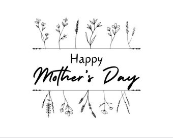 Happy Mother’s Day card digital, simple floral line art