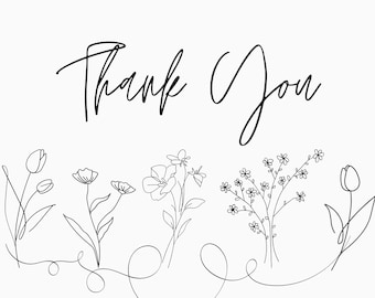 Thank you Card flower line art