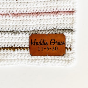 Personalized Blanket Tag, Large Leather Tag, Custom Product Tags, Knitting Labels, Crochet Labels, Branding Logo Tags, Engraved Leather Tags