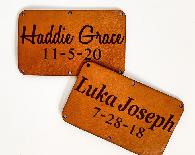 Personalized Blanket Tag, Large Leather Tag, Custom Product Tags, Knitting Labels, Crochet