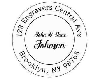 Custom Self Inking Stamp - Return Address - Round Circular Shaped Design - (1 5/8") - Personalized (R2)