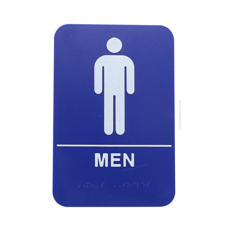 Men's Braille ADA Restroom Sign Official 6x9 ADA Bathroom Sign With
