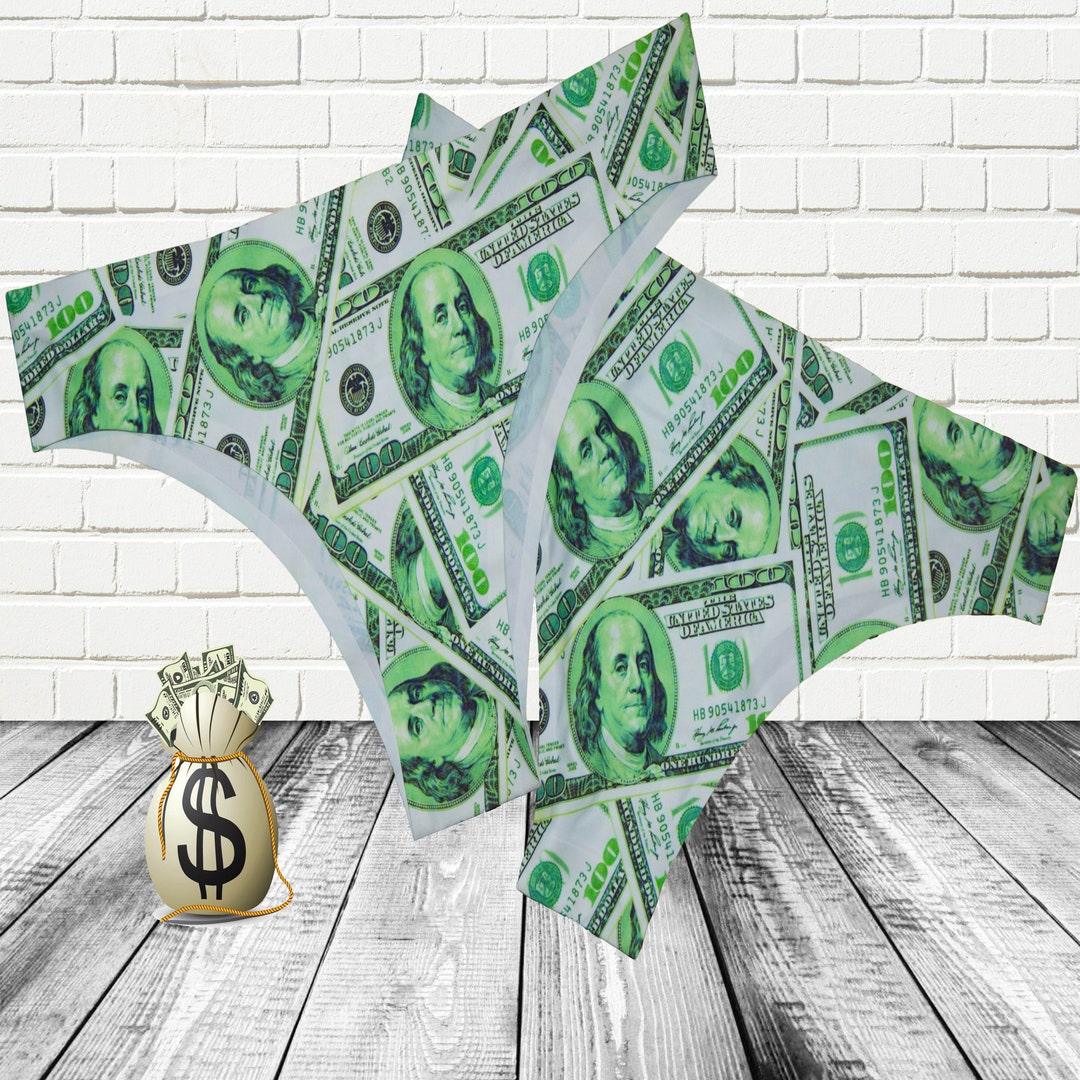 100 Dollar Bill Designer Underwear Panties Thong Funny Money Gift