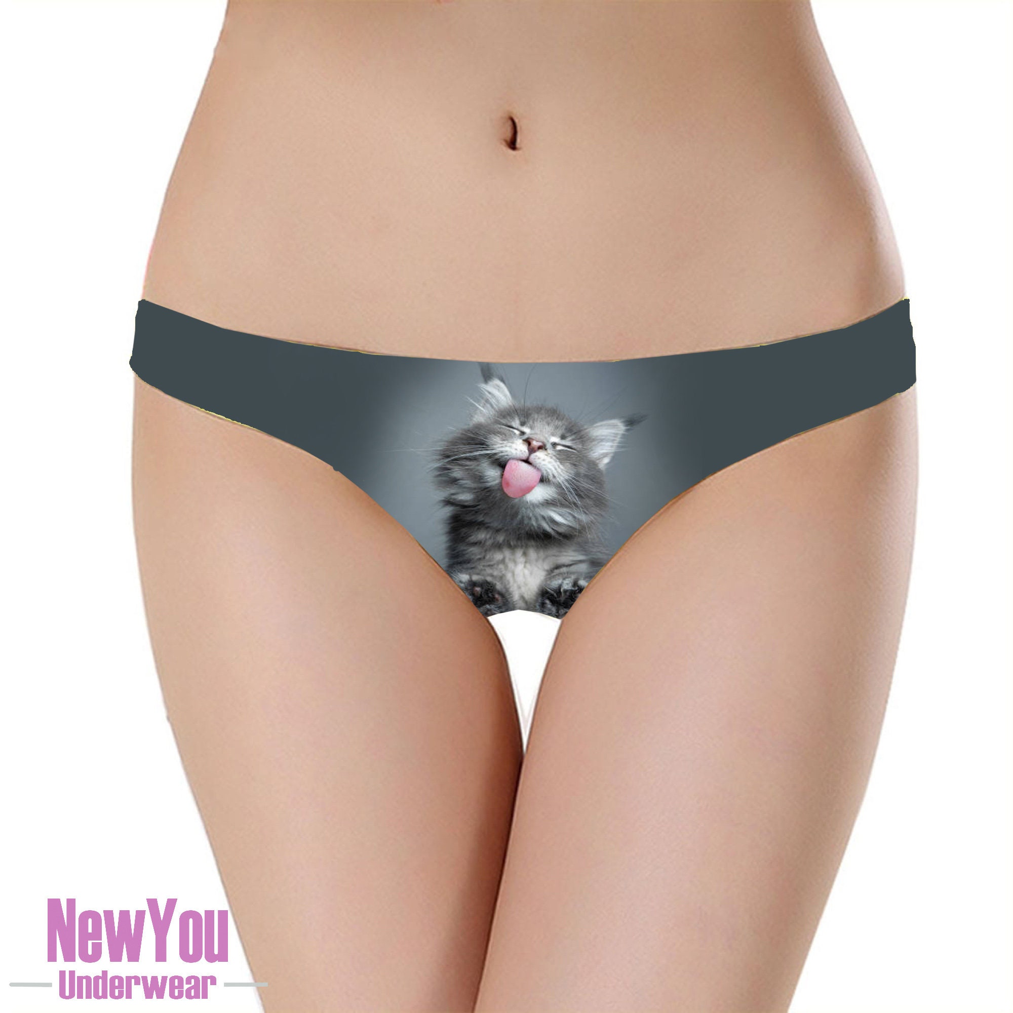 British Blue Cat Underwear Knickers Thong Beautiful Gift Present Womens  Designer Little Kitten Panties