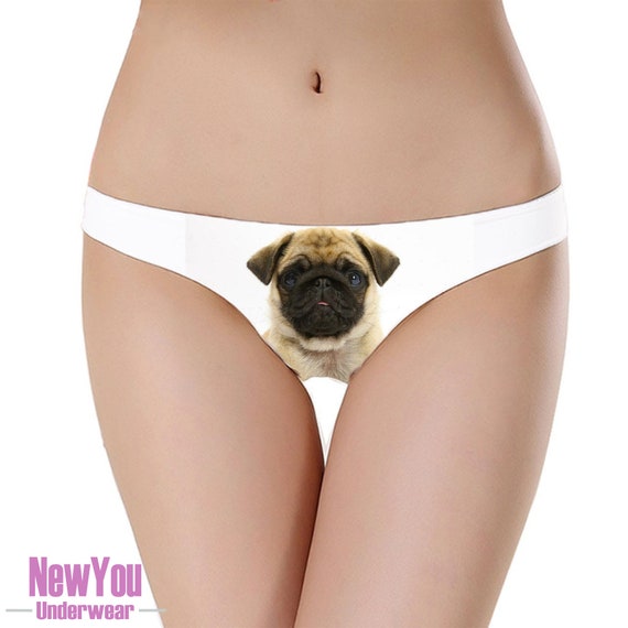 Pug Puppy Animal Underwear Knickers Thong Beautiful Gift Present Womens  Designer Dog Custom Print Panties 