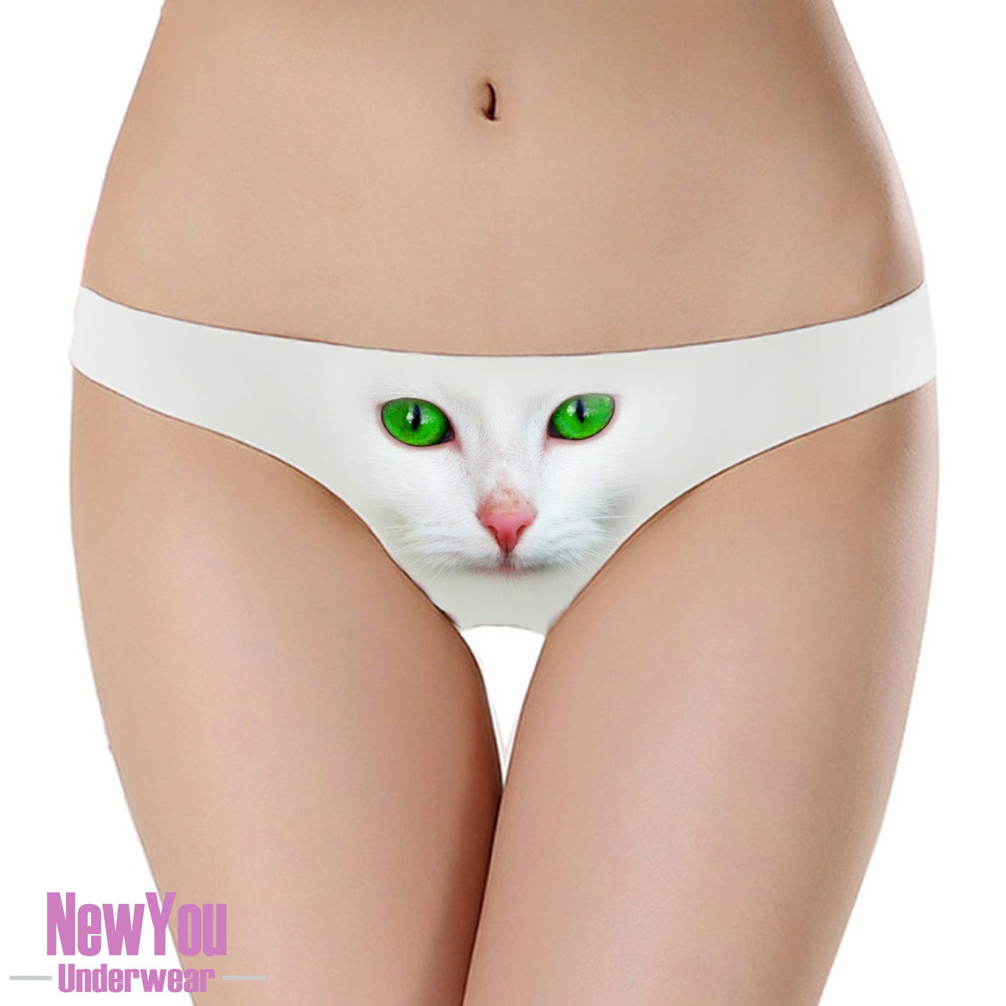 Green Eyed White Cat Thong Funny Animal Panty Sexy Furry Fluffy Kittycat  Knickers -  Canada