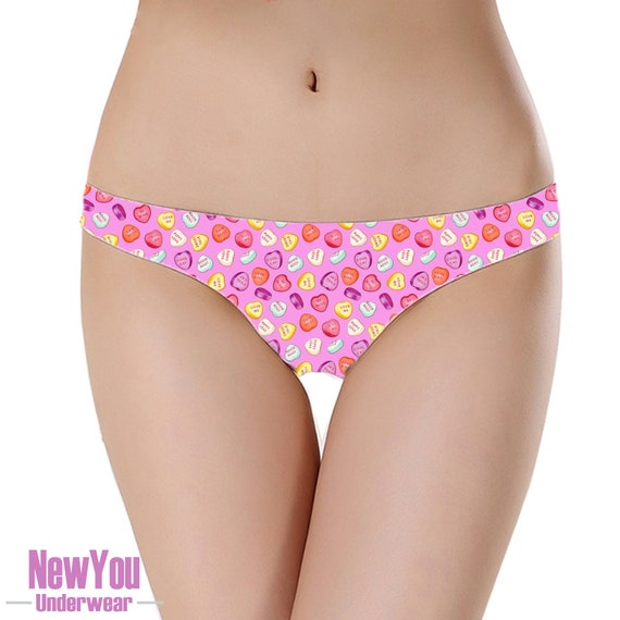 Love Hearts Sexy Sweets Print Designer Underwear Ladies Panties Thong  Special Gift Present