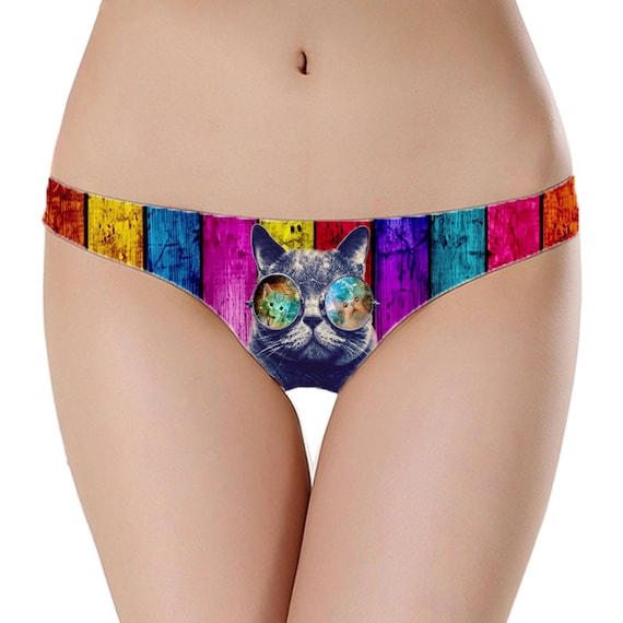 Cool Cat Underwear Knickers Thong Beautiful Gift Present Womens Designer  Funny Colourful Panties
