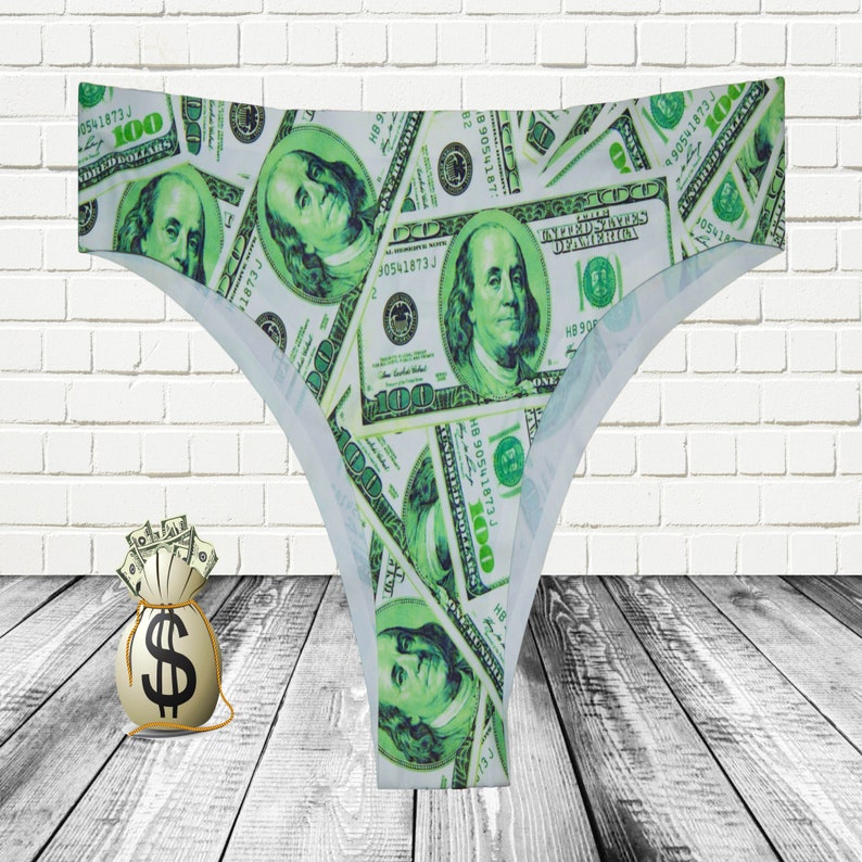 100 Dollar Bill Designer Underwear Panties Thong Funny Money Etsy