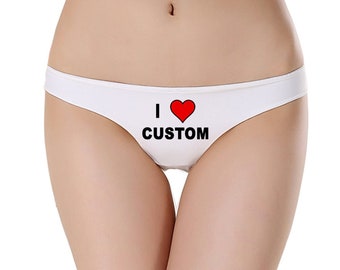 Custom - I Love You Cute Heart Print Love Designer Underwear Panties Thong Special Gift Present