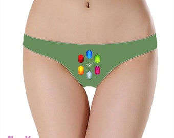 Zelda Rupees Green Thong Colourful Bright Rupies Panty Legend of Zelda Gaming Woman Underwear Knickers Rupy Design