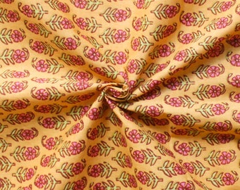 Tissu indien doux imprimé main au mètre, tissu voile 100 % pur coton pour la confection de robes, la couture, l'artisanat et le rembourrage