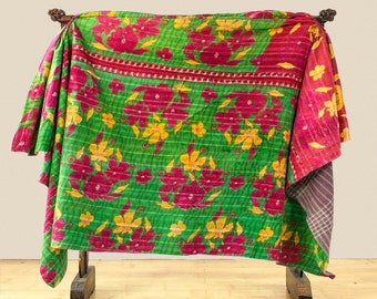 Vintage Patchwork Indische Handarbeit Mehrfarbig Kantha Quilt Bettüberwurf Tagesdecke VK 20 Bestes Weihnachtsgeschenk !!