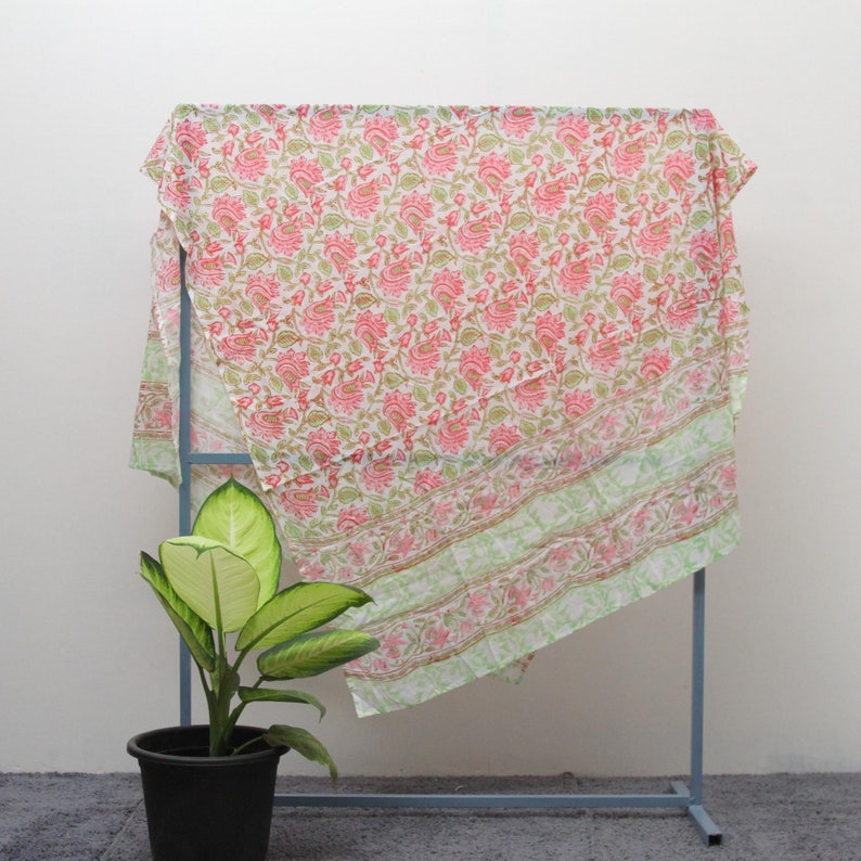 Fashion Beach Cover up Hand Block Print Voile Soft Cotton Sarong Long Scarf Boho Pareo