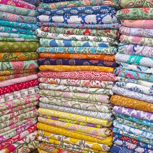 Indian Hand Block Print Soft Fabric By Meter, 100 % Pure Cotton Voile Fabric For Dress Making ,Sewing, Crafting, Upholstery