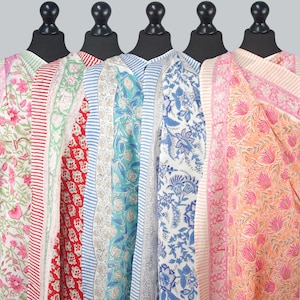Sarong de algodón suave de gasa con estampado de bloques a mano, bufanda larga, pareo playero de moda, pareo bohemio imagen 1
