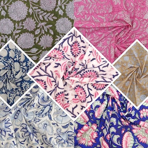 Indian Hand Block Print Soft Fabric SAMPLE 10 x15cm