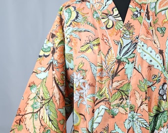 Kimono Robes Kamerjassen, Vogels Prints, Digitaal en Blok Gedrukt Licht Gewicht Katoen Kimono Badjas, Vogels & Bloemen Kimono Cadeau voor haar