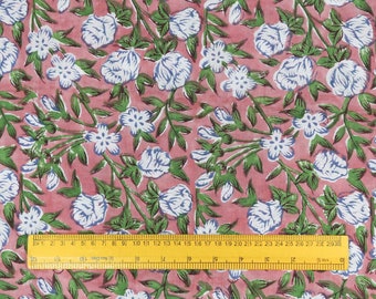 Tela suave estampada a mano con bloques de madera de la India, por metro, 100 % algodón puro, voile, ideal para confección de vestidos, costura, manualidades y tapicería.