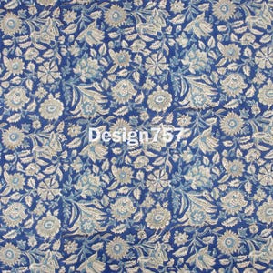 Indian Hand Block Print Soft Fabric Cloth By Meter, 100 % Pure Cotton Voile Fabric For Dress Making ,Sewing, Crafting, Upholstery