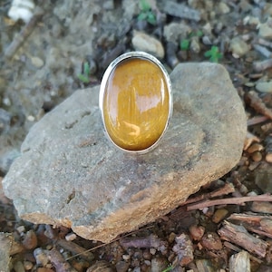 Tiger eye silver ring, silver stone ring, boho silver ring, tiger eye stone, tiger eye ring, brown stone ring,