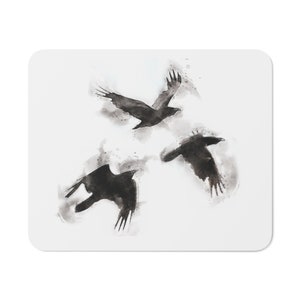 Raben Aquarell Stil Mauspad / Mausmatte | Gothic Mauspad | Gothic Mauspad | Rabenliebhaber Geschenk
