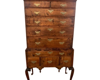 18th century ***SOLD*** Tiger Maple  Highboy or High Chest of ***SOLD*** New England Origin