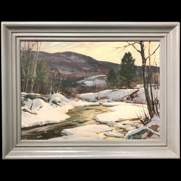 Aldro Thompson ***SOLD*** Hibbard Winter Landscape Oil Painting,***SOLD*** Vermont Scene with River