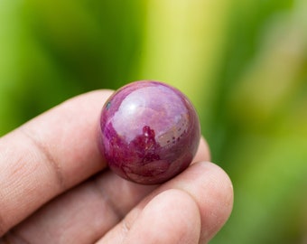 Deep Red Ruby Sphere: Natural Healing Crystal (30mm)