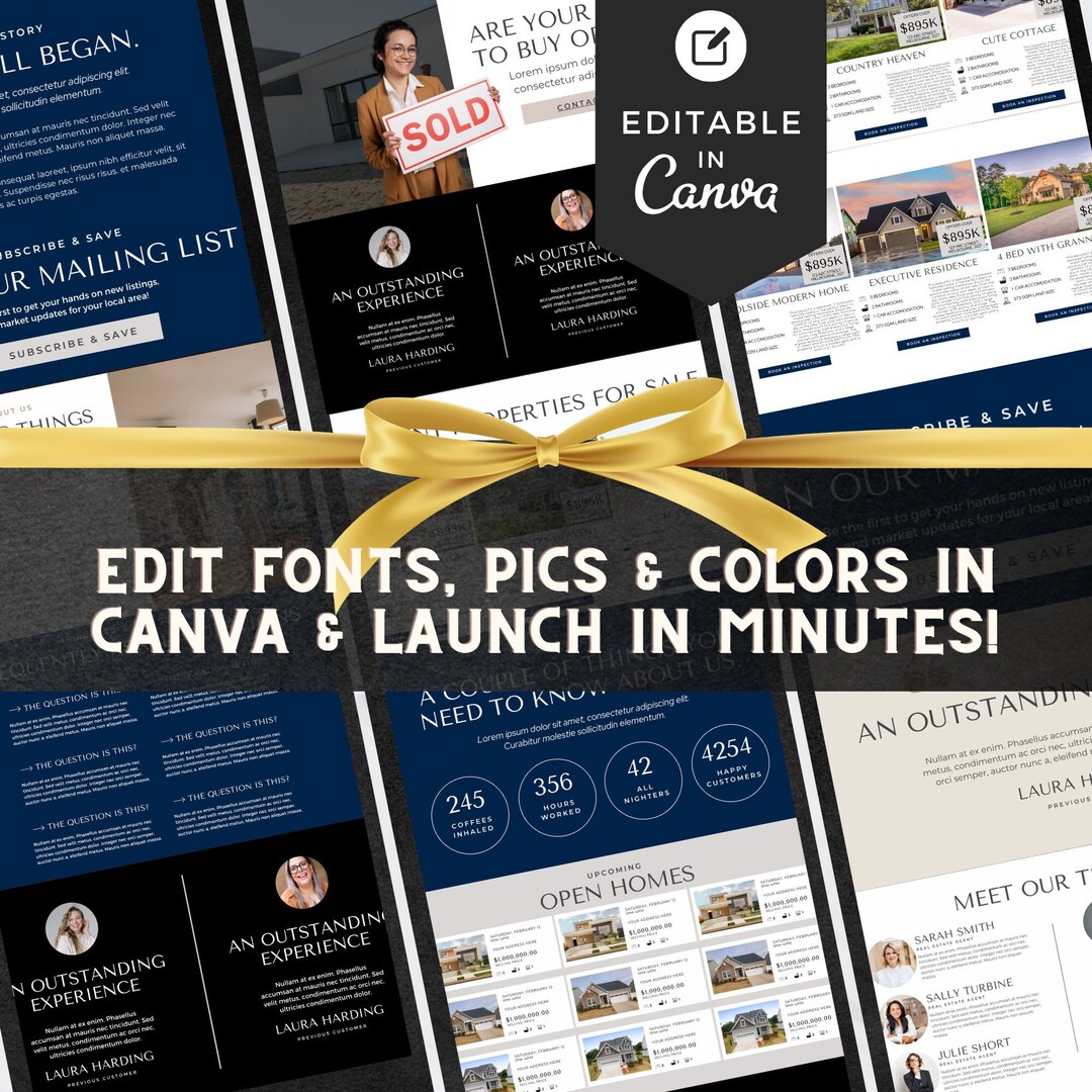 Real Estate Agent Canva Website Landing Page Template for Agents to ...