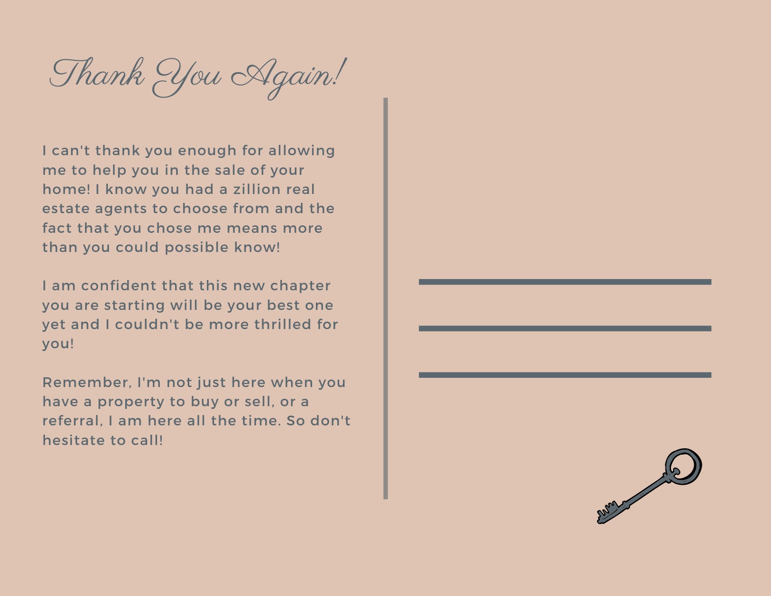 Thank You Postcard for Real Estate Closings Real Estate Etsy