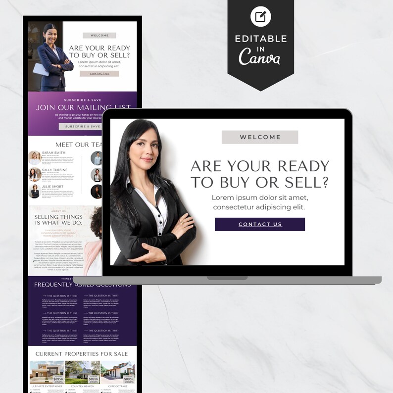 Real Estate Canva Website Landing Page Template for Realtors to ...
