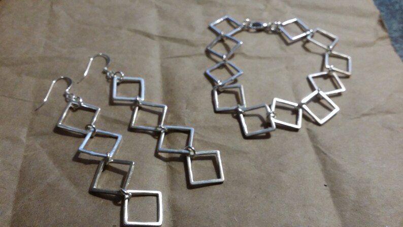 Geometric Silver Squares Bracelet